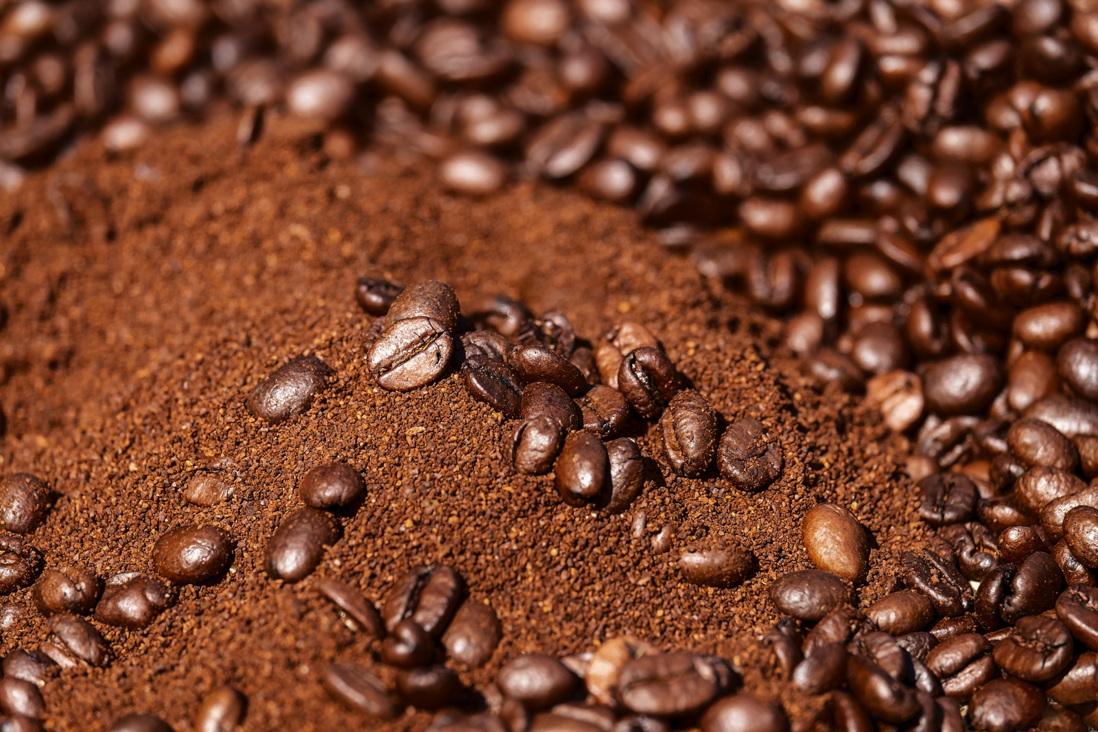 Picture of coffee beans and grounds